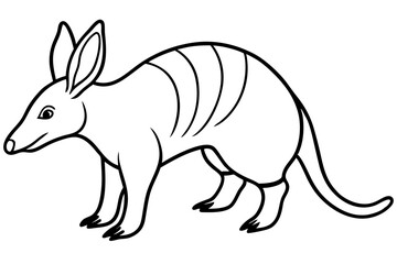 aardvark silhouette line art vector illustration