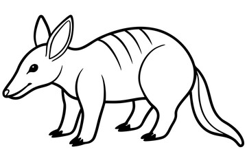 aardvark silhouette line art vector illustration