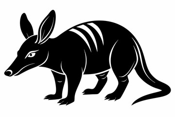 aardvark silhouette line art vector illustration