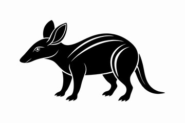 aardvark silhouette line art vector illustration