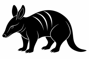 aardvark silhouette line art vector illustration