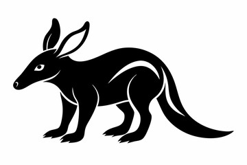aardvark silhouette line art vector illustration