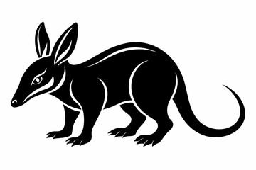 aardvark silhouette line art vector illustration
