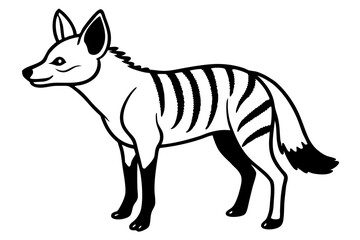 aardwolf silhouette line art vector illustration