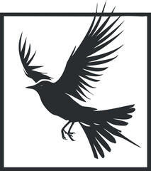 Fototapeta premium A stylized silhouette of a bird in flight showcasing its wings and feathers.