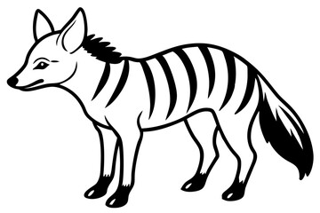 aardwolf silhouette line art vector illustration