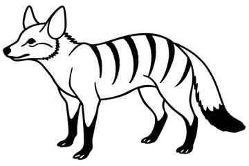 aardwolf silhouette line art vector illustration