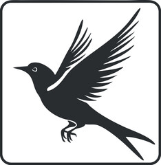 Fototapeta premium Stylized silhouette illustration of a bird in flight with detailed wings and elegant design.