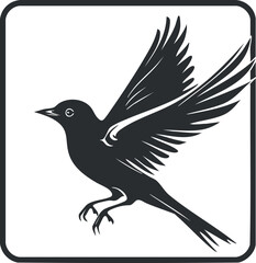 Obraz premium A stylized illustration of a bird in flight with extended wings and a dynamic pose.