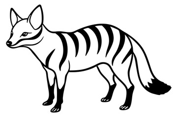 aardwolf silhouette line art vector illustration