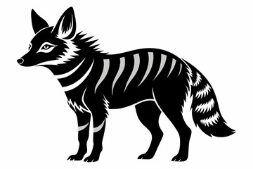 aardwolf silhouette line art vector illustration