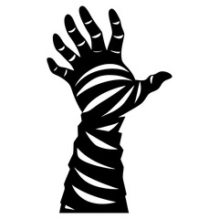 Hand with a finger holds a black and white striped animal silhouette