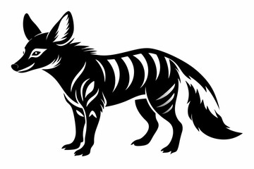 aardwolf silhouette line art vector illustration
