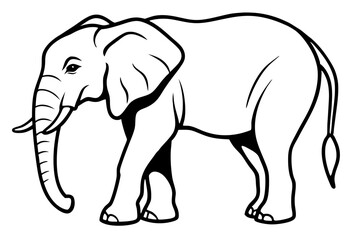african elephant silhouette line art vector illustration