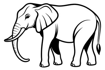 Fototapeta premium african elephant silhouette line art vector illustration