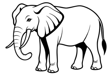 Fototapeta premium african elephant silhouette line art vector illustration