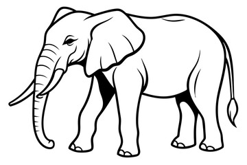 african elephant silhouette line art vector illustration