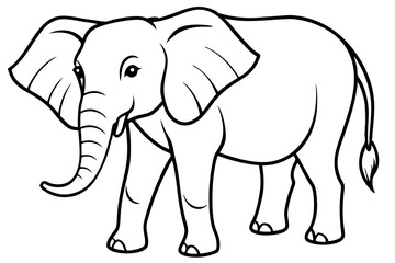 Fototapeta premium african elephant silhouette line art vector illustration
