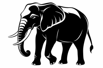Fototapeta premium african elephant silhouette line art vector illustration