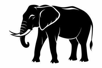 Fototapeta premium african elephant silhouette line art vector illustration