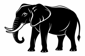 Fototapeta premium african elephant silhouette line art vector illustration