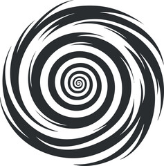 Fototapeta premium A dynamic abstract spiral design featuring black and white swirling patterns in a circular shape.