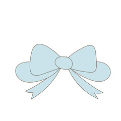 Doodle Hand Drawn Ribbon Bow Element Icon. Greeting Birthday or Holiday Gift card Symbol. Abstract Childish Souvenir Card Sign Design.