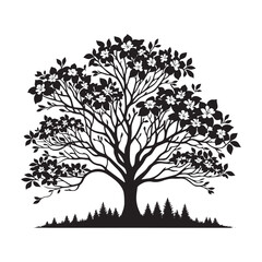 Obraz premium Dogwood Tree Vector Silhouette, Beautiful Nature Tree Outline, Spring-Inspired Clipart for Wall Art, Logos, Stickers, Apparel, Digital Prints, Crafts, Posters, and Home Decor.