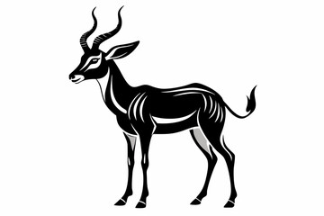 antelope silhouette line art vector illustration