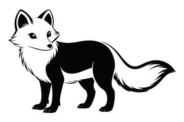 arctic fox silhouette line art vector illustration