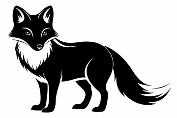 arctic fox silhouette line art vector illustration