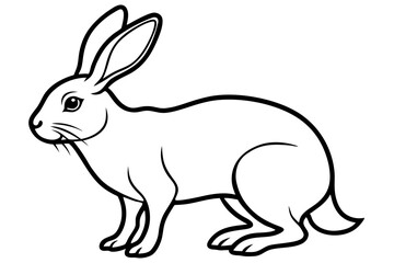 arctic hare silhouette line art vector illustration