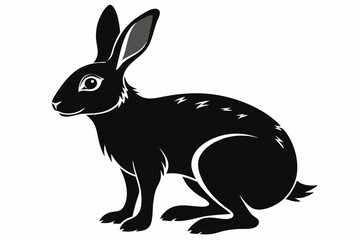 arctic hare silhouette line art vector illustration