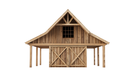 Frame a modular barn house isolated on a white background. 3d illustration