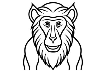 baboon silhouette line art vector illustration