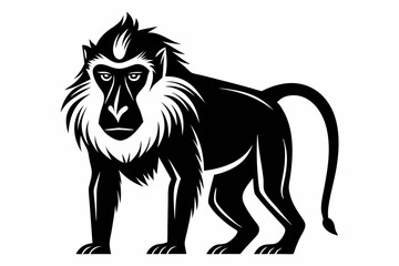 baboon silhouette line art vector illustration