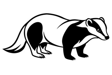Fototapeta premium badger silhouette line art vector illustration