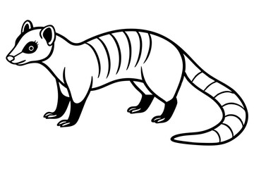 banded mongoose silhouette line art vector illustration