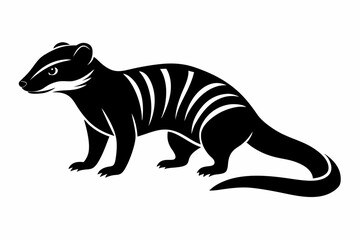 banded mongoose silhouette line art vector illustration