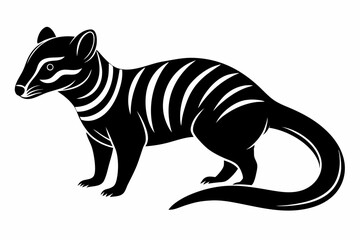 banded mongoose silhouette line art vector illustration