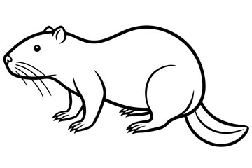 beaver silhouette line art vector illustration