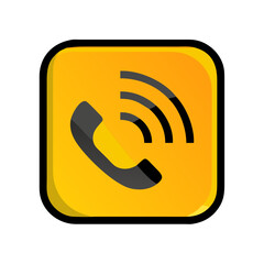 Incoming Call Phone Icon on Yellow Background  