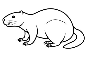 beaver silhouette line art vector illustration