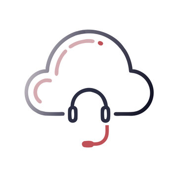 Cloud with Headset Icon Representing Customer Support  
