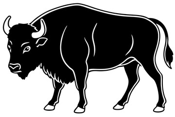 bison silhouette line art vector illustration