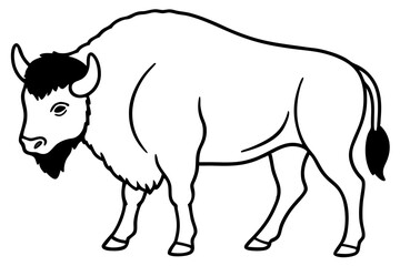 bison silhouette line art vector illustration
