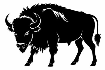 bison silhouette line art vector illustration
