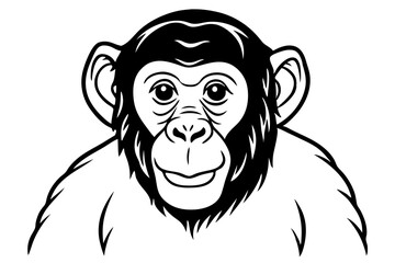 bonobo silhouette line art vector illustration