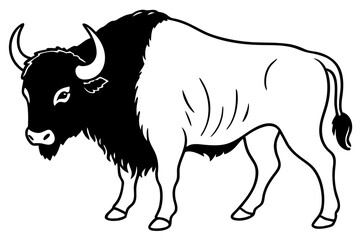buffalo silhouette line art vector illustration
