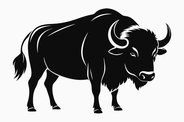 buffalo silhouette line art vector illustration